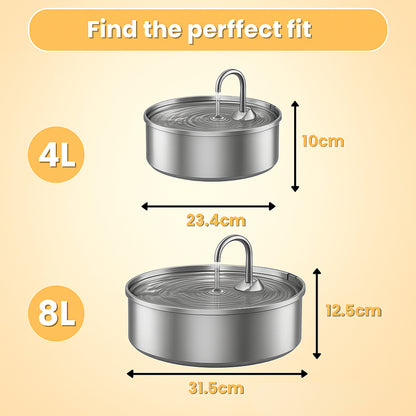 Dog Stainless Steel Water Fountain Large Quiet Dispenser