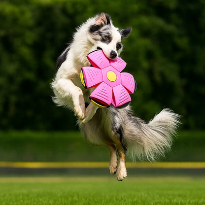 Dog Toy Flying Disc Interactive Ball for Outdoor Fetch Games