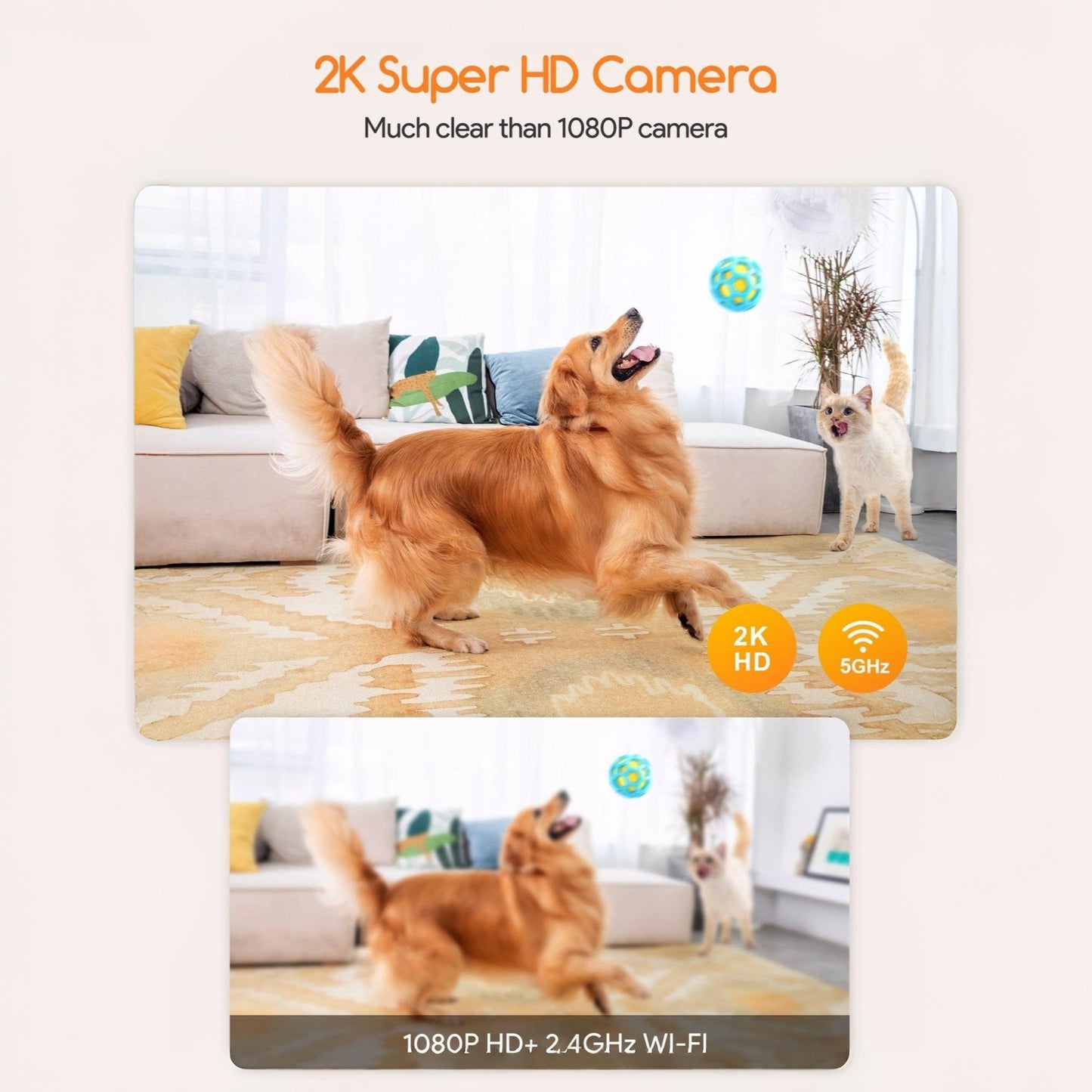 Dog Camera with Treat Dispenser and Smart 2K HD Video Monitoring