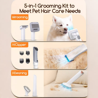 Pet Grooming Vacuum Kit Hair Removal Clipper for Dogs and Cats