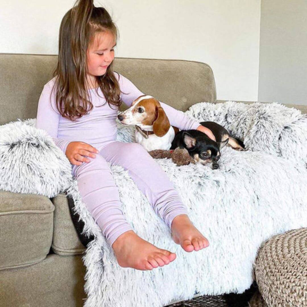 Dog Sofa Cover Fluffy Couch Protector for Pets with Anti-Slip Design 2