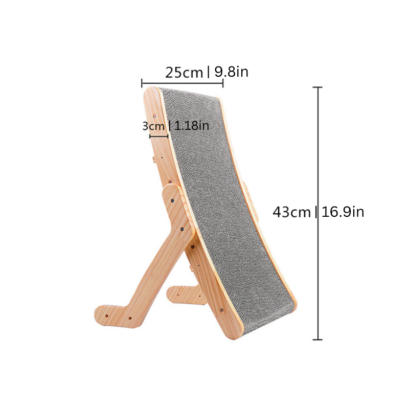 Ergonomic Solid Wood Cat Scratcher with Exercise Curve for Cats 0