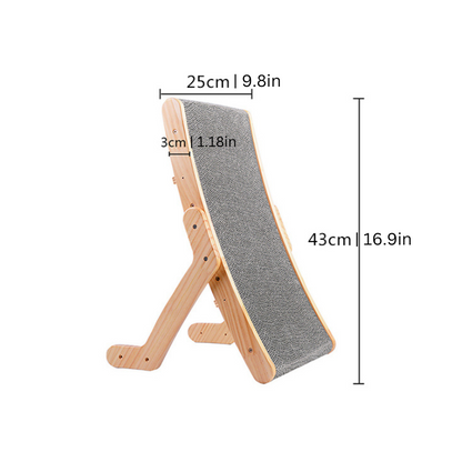 Ergonomic Solid Wood Cat Scratcher with Exercise Curve for Cats 0