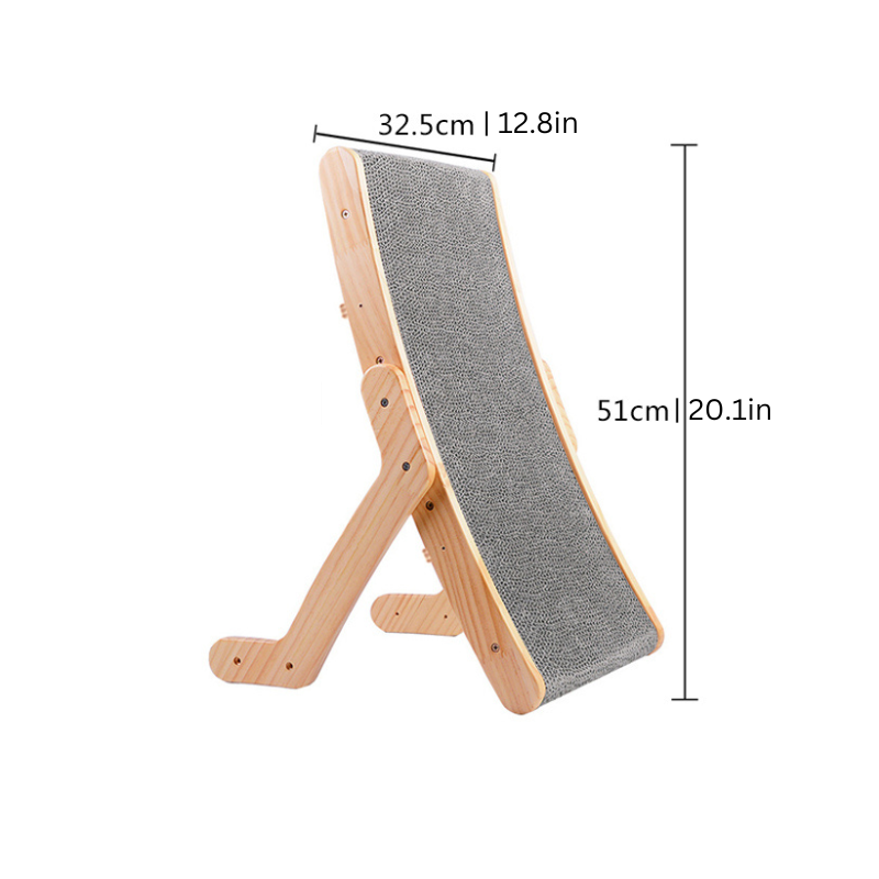 Ergonomic Solid Wood Cat Scratcher with Exercise Curve for Cats 2