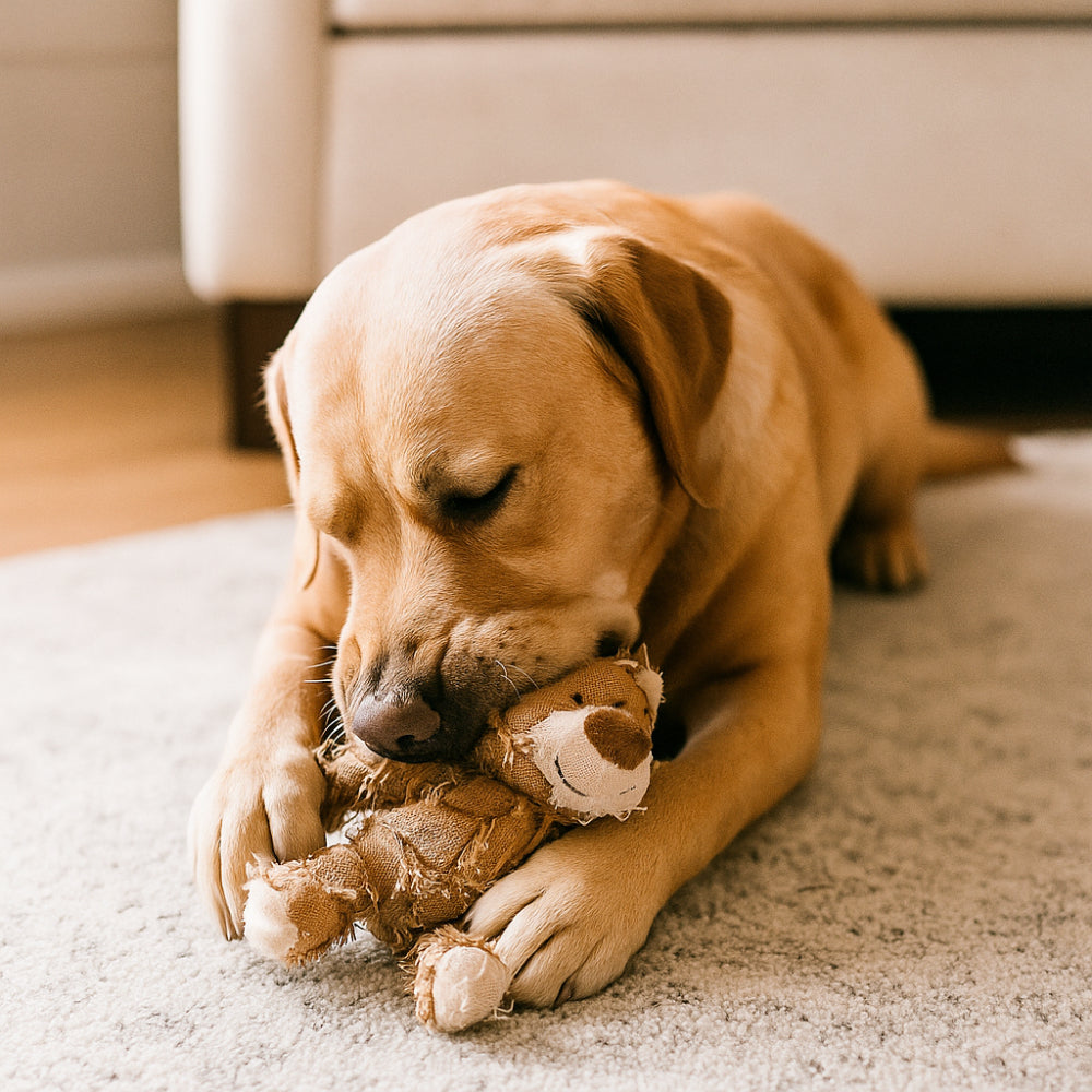 Dog Toy Durable Denim Plush Bear for Aggressive Chewers