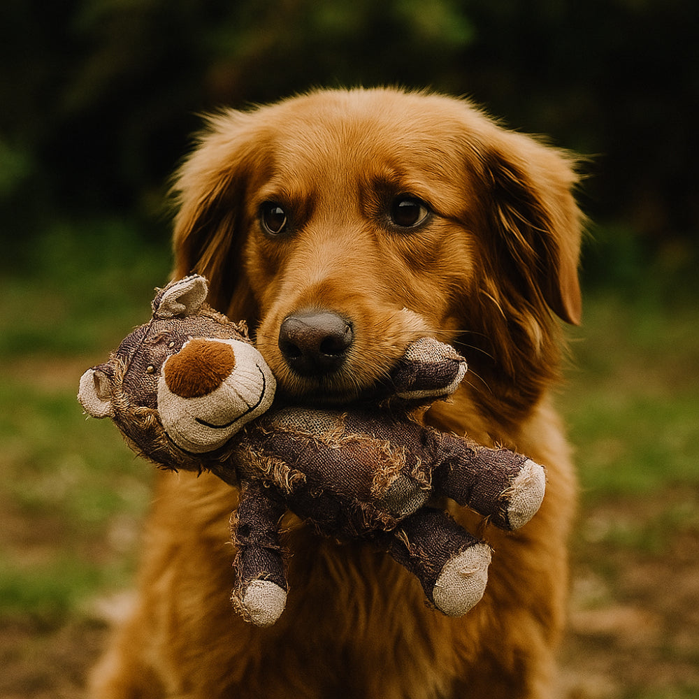 Dog Toy Durable Denim Plush Bear for Aggressive Chewers