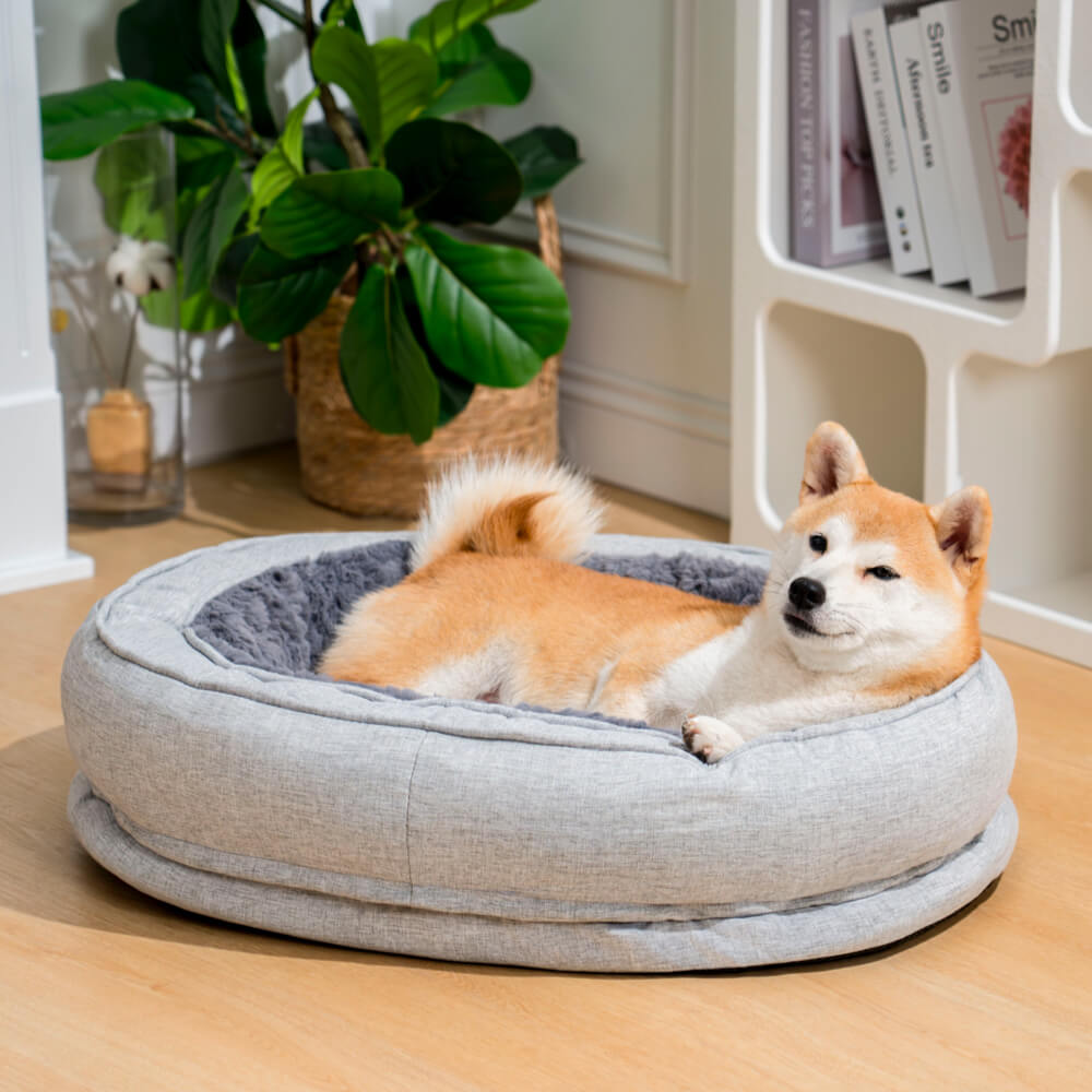 Orthopedic Dog Bed with Anti-Slip Base for Large Dogs, Cozy Donut Design 14
