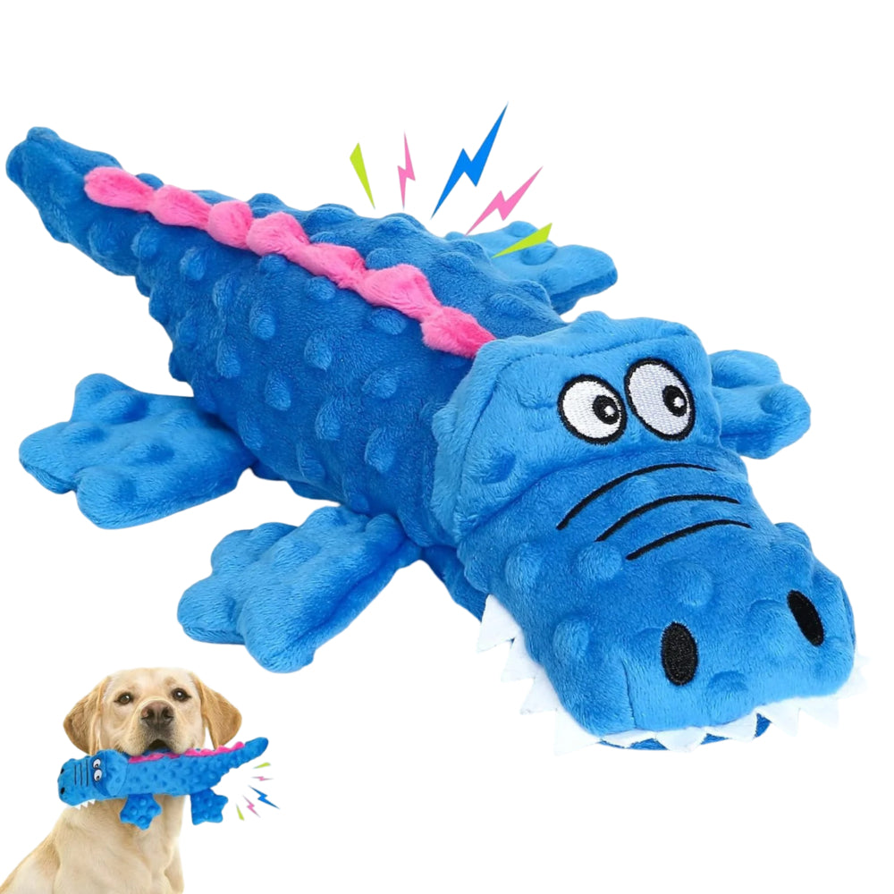 Dog Toy Durable Plush Crocodile Squeaky Toy for Small and Large Dogs