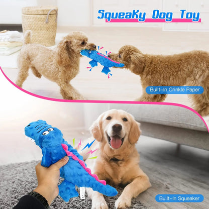 Dog Toy Durable Plush Crocodile Squeaky Toy for Small and Large Dogs