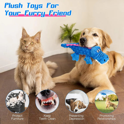 Dog Toy Durable Plush Crocodile Squeaky Toy for Small and Large Dogs