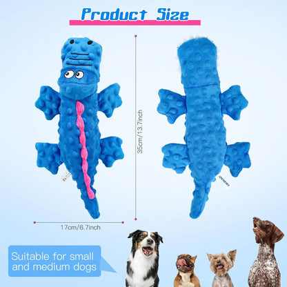 Dog Toy Durable Plush Crocodile Squeaky Toy for Small and Large Dogs