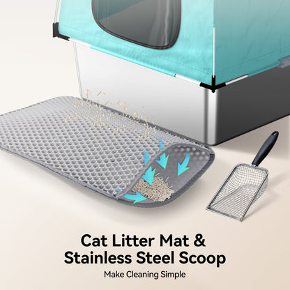 Stainless Steel Cat Litter Box with Detachable Cover and Versatile Design 2