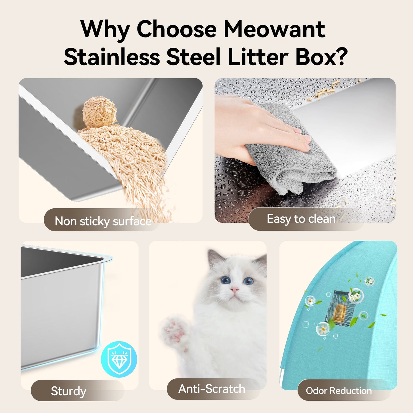 Stainless Steel Cat Litter Box with Detachable Cover and Versatile Design 3