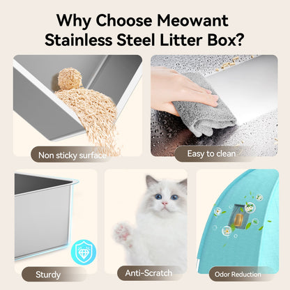 Stainless Steel Cat Litter Box with Detachable Cover and Versatile Design 3