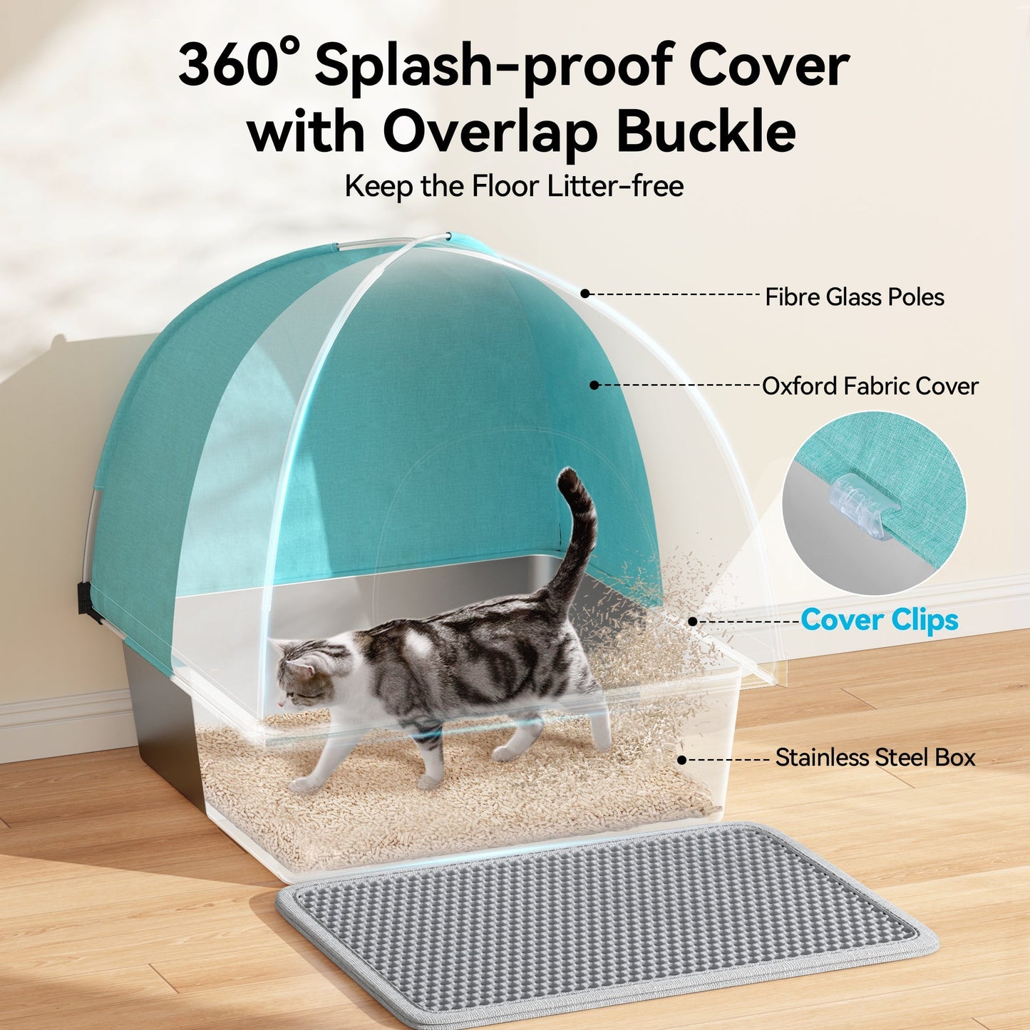 Stainless Steel Cat Litter Box with Detachable Cover and Versatile Design 4