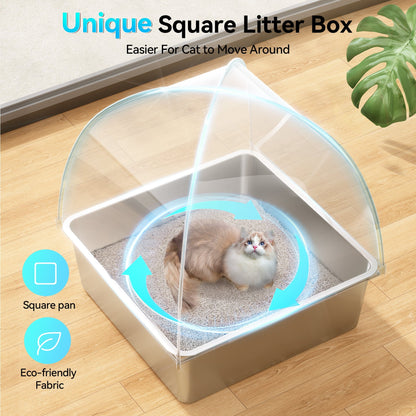 Stainless Steel Cat Litter Box with Detachable Cover and Versatile Design 5