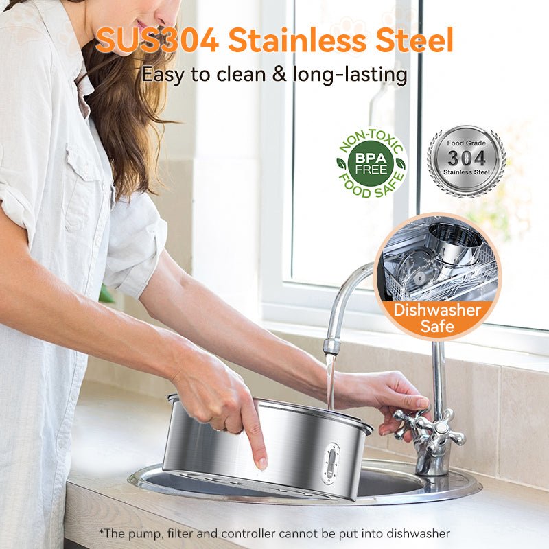 Stainless Steel Cat Water Fountain with Adjustable Height and Filtration 3