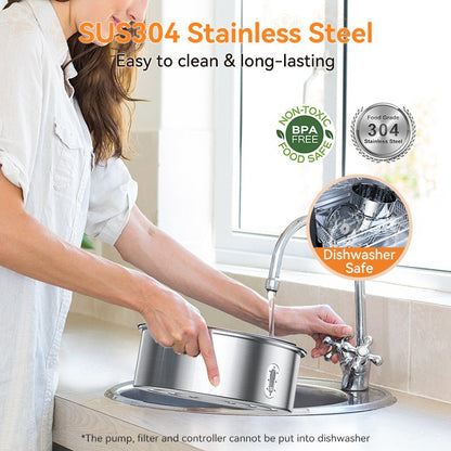 Stainless Steel Cat Water Fountain with Adjustable Height and Filtration 3