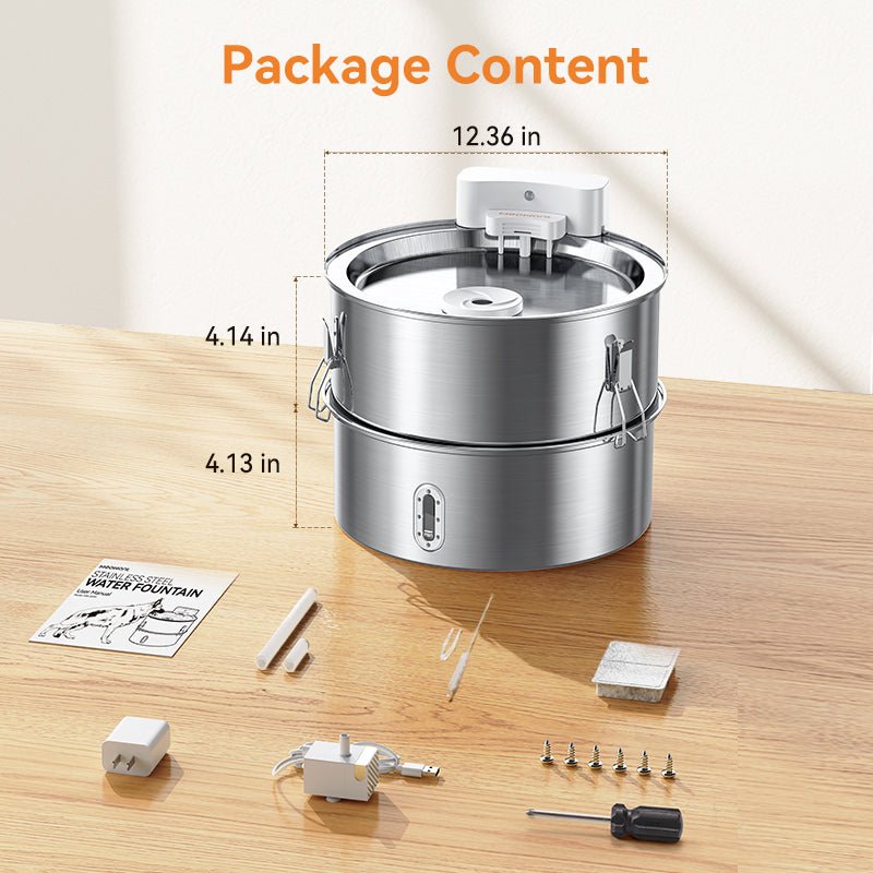 Stainless Steel Cat Water Fountain with Adjustable Height and Filtration 7