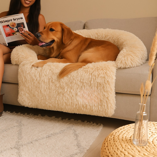 Dog Bed Plush Calming Sofa Protector Faux Fur Washable Couch Cover