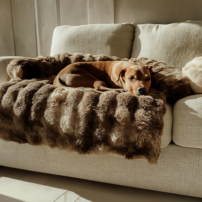 Dog Bed Luxury Faux Fur Soft Plush Raised Edge Design