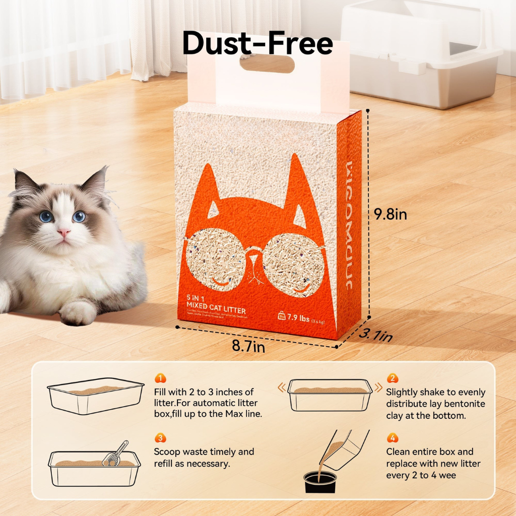 Cat Litter Natural Clumping Odor Control Flushable Formula