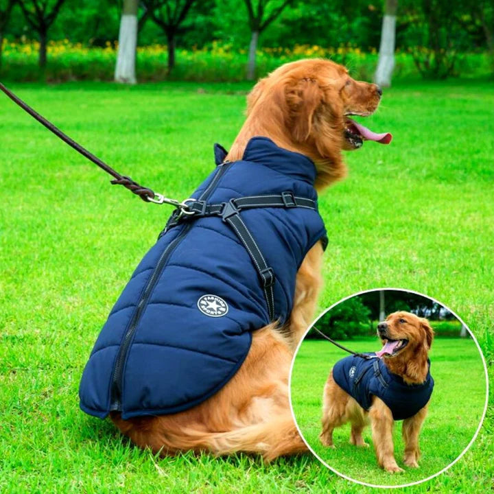 Waterproof Dog Coat for Winter with Built-In Harness and Sherpa Lining 3