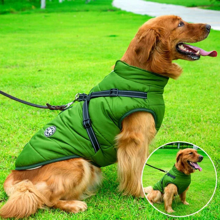 Waterproof Dog Coat for Winter with Built-In Harness and Sherpa Lining 4