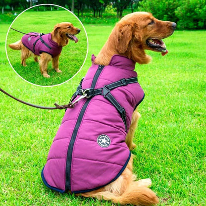 Waterproof Dog Coat for Winter with Built-In Harness and Sherpa Lining 5