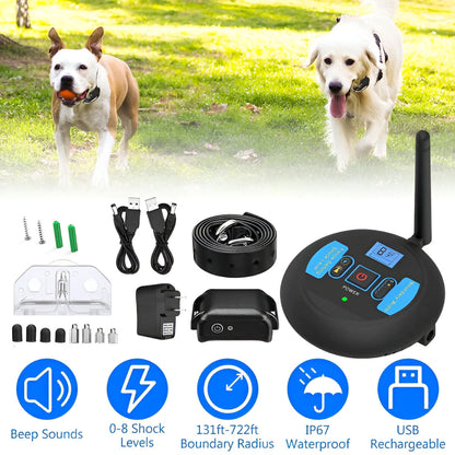 Wireless Dog Fence System with Waterproof Training Collar