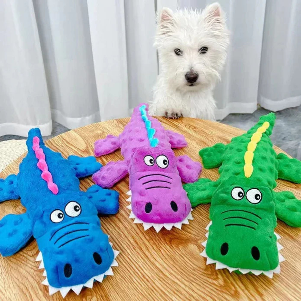 Dog Toy Durable Plush Crocodile Squeaky Toy for Small and Large Dogs
