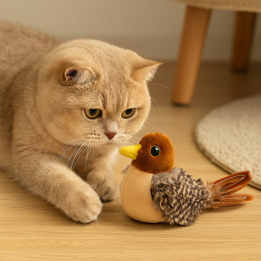 Cat Toy with Flapping Wings and Realistic Chirping Sounds