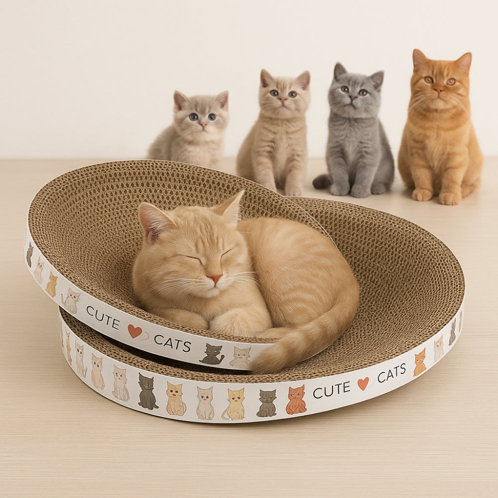 Cat Scratcher Bed Round Cardboard Lounge for Relaxation and Play