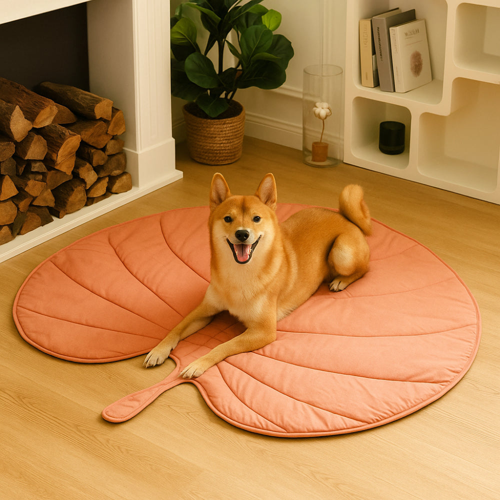 Pet Blanket Leaf Design Reversible Soft Cozy Mat