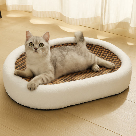 Cat Bed with Scratch Pad Surface for Lounging and Play