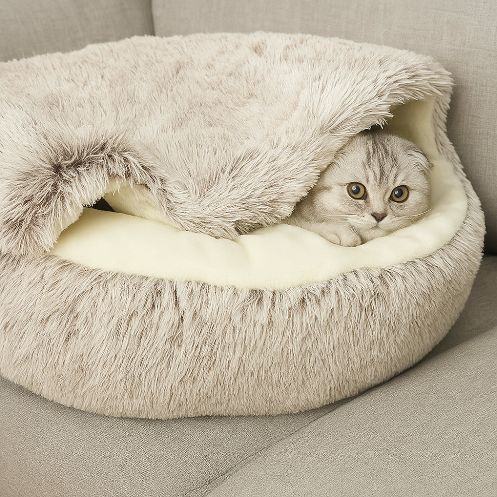 Pet Bed for Cats and Dogs Soft Plush Covered Cave for Comfort