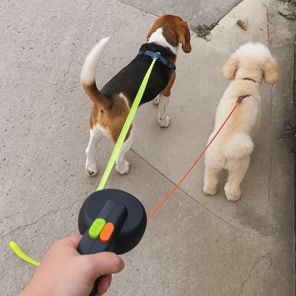 Dog Leash Retractable Dual Design with LED Light and Tangle-Free Clip