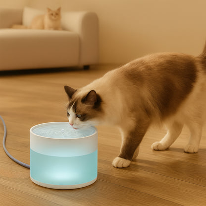 Cat Water Fountain with Quiet Filtered Flow and Wireless Design