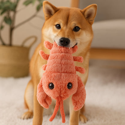 Dog Chew Toy Plush Lobster Interactive Squeaky Toy for All Dogs