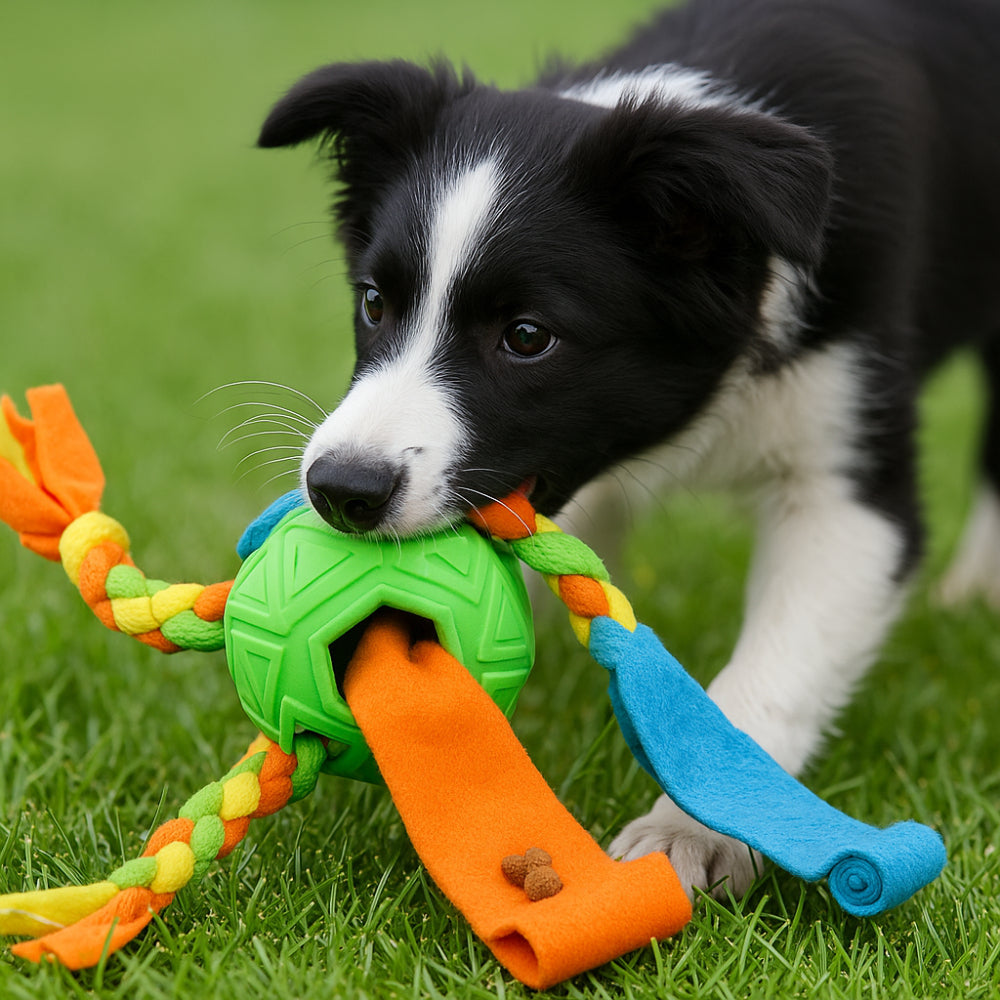 Dog Toy Snuffle Ball with Tug Rope for Interactive Training