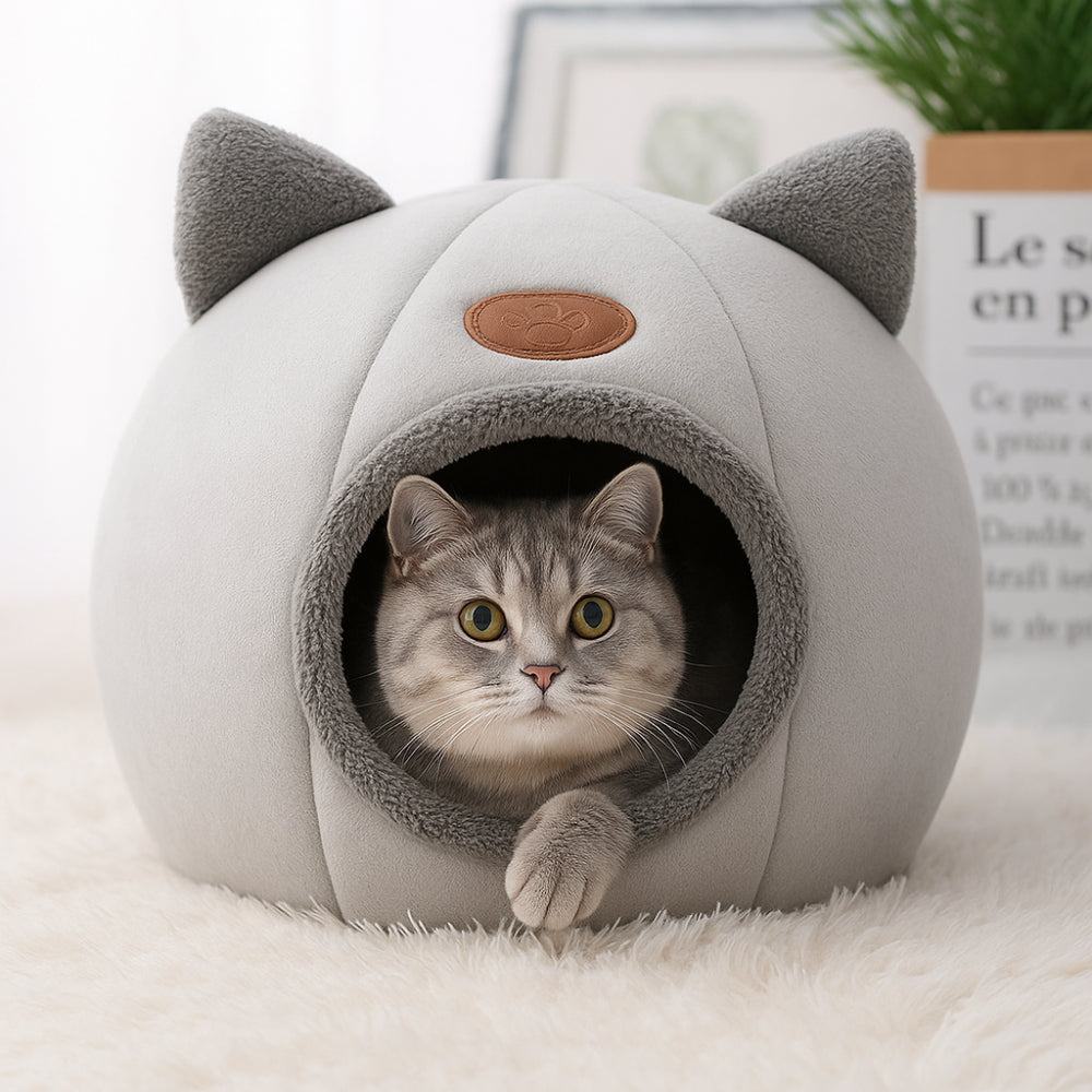 Cat Bed Cave Soft Plush Enclosed House for Indoor Cats Comfort