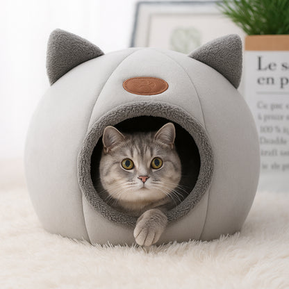 Cat Bed Cave Soft Plush Enclosed House for Indoor Cats Comfort