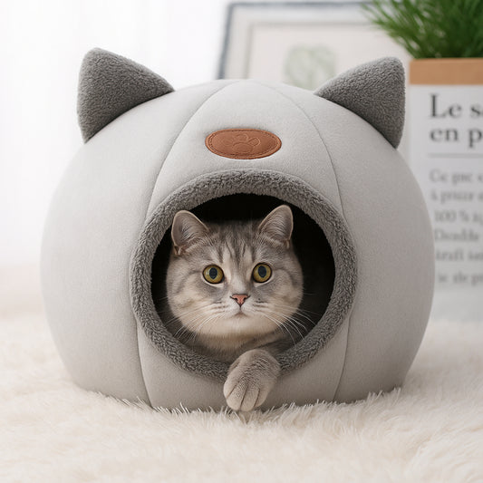 Cat Bed Cave Soft Plush Enclosed House for Indoor Cats Comfort