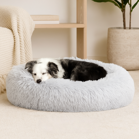 Dog Bed Plush Calming Donut for Anxiety Relief and Better Sleep