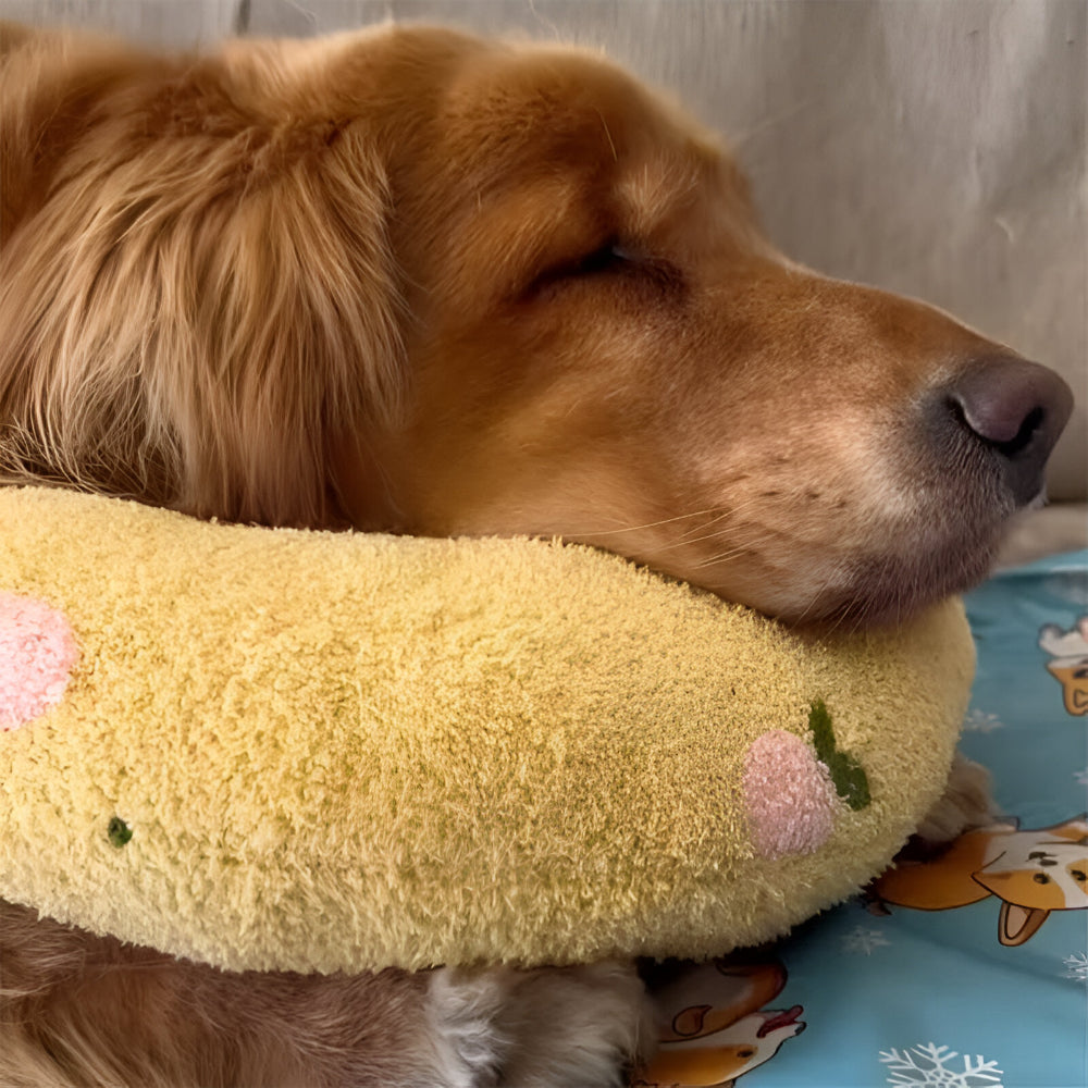 Calming Dog Pillow for Anxiety Relief Soft Plush Pet Neck Cushion