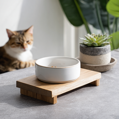 Wooden Stand for Ceramic Pet Feeding Bowl