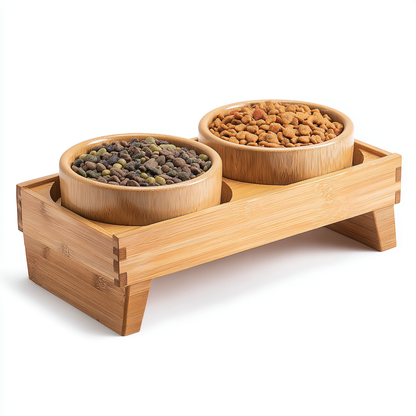 Bamboo Stand for Elevated Pet Feeders