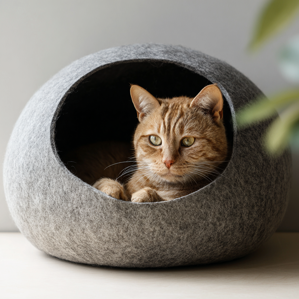 Wool Felt Cat Cave Bed for Cats to Hide